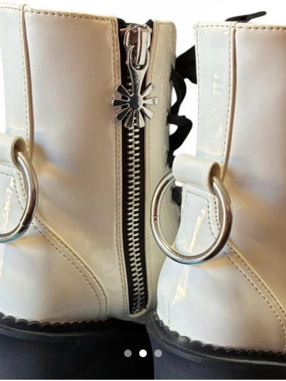 Size 8 Delia’s Platform Combat Rave/Festival Boots White and Black Lace-Up Heel